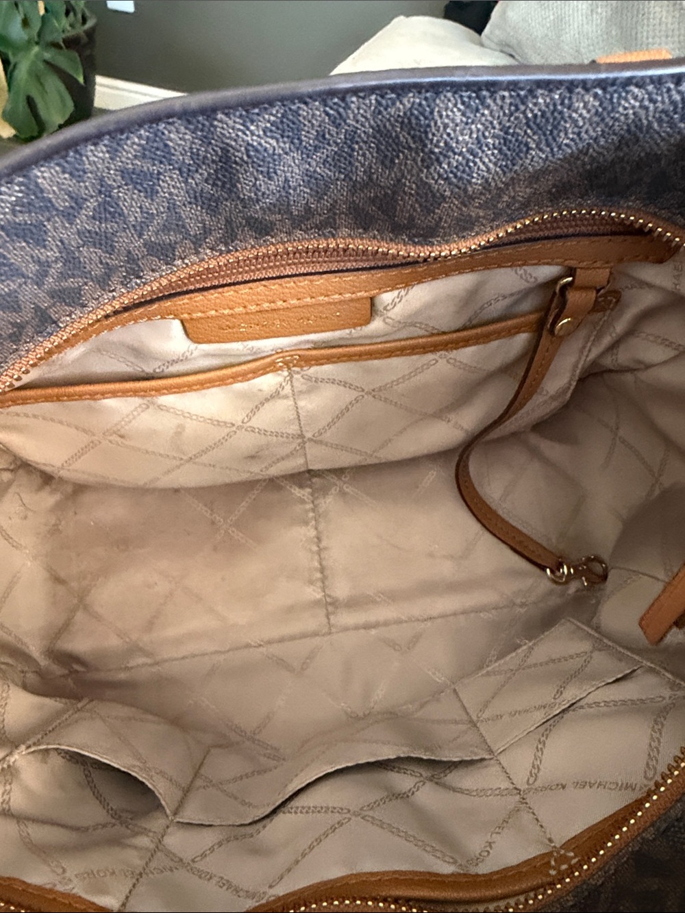 Michael Kors Brown and Tan MK Signature Tote - Picture 5 of 8
